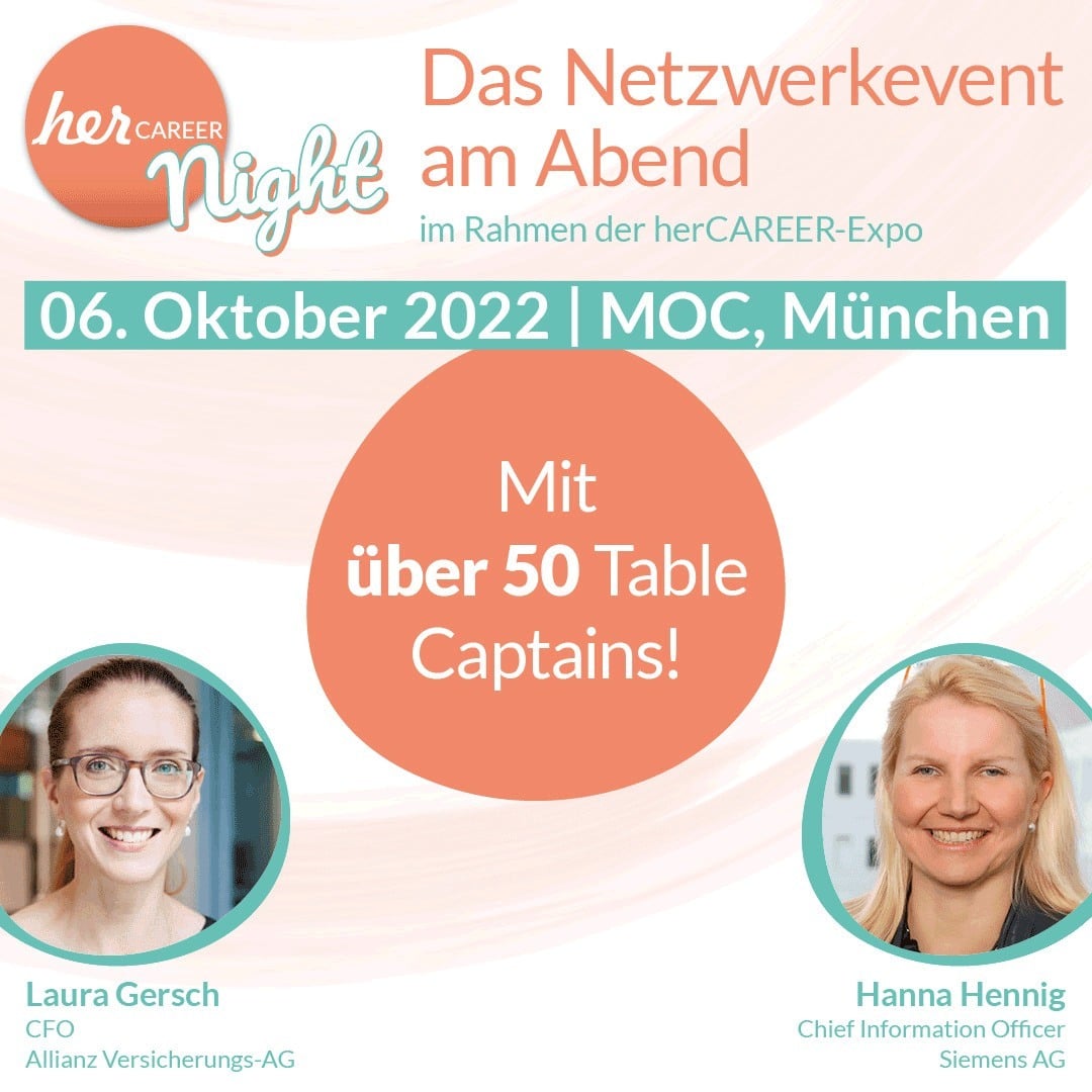 Networking in persönlicher Atmosphäre – mit herCAREER@NIGHT. 💪
Über 50 Table Captains – eine Vielfalt aus interessanten Persönlichkeiten aus Wirtschaft, Wissenschaft, Politik, Kultur und Medien!
👉Sicher Dir jetzt Tickets mit dem Link in der Bio – first come, first served!
#herCAREER #herCARRERatNight #herCAREERExpo