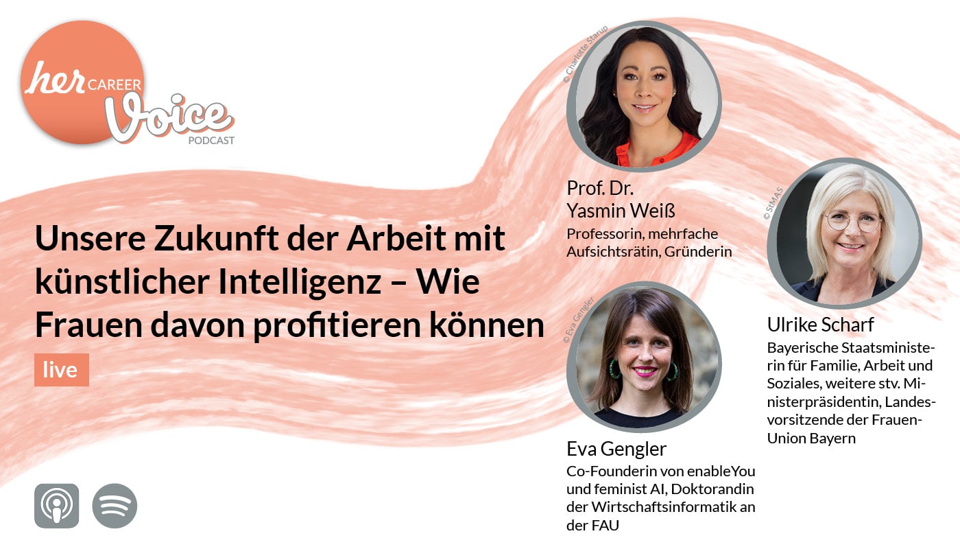 Visual zum Podcast: Unsere Zukunft der Arbeit mit künstlicher Intelligenz – Wie Frauen davon profitieren können